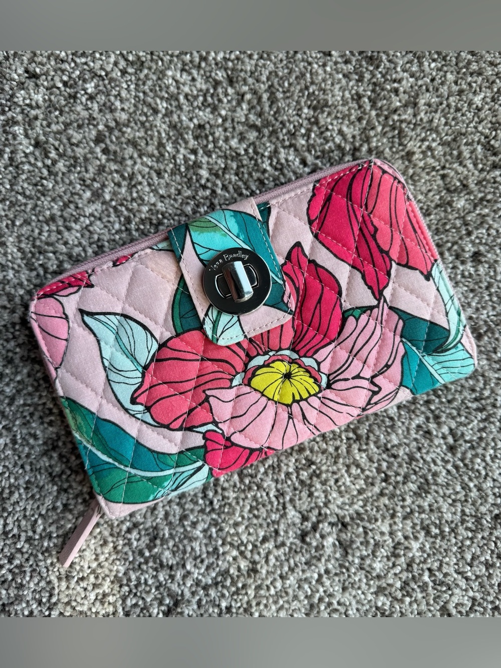 Vera Bradley Turnlock Wallet - Vintage Floral Quilted Cotton